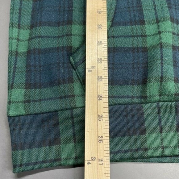 Polo Ralph Lauren Pullover Sherpa Hoodie Plaid Green Men’s Medium 5986 - Picture 9 of 10